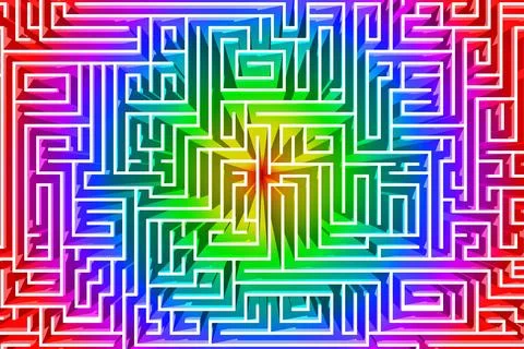 Path labyrinth solution -3D illustration. Stock Illustration