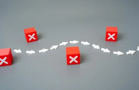 The path laid between mistakes and prohibitions. To pass the path. Navigating Illustrazione stock