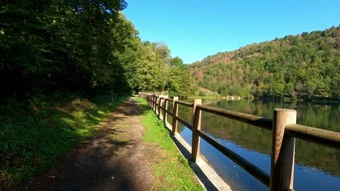 Path at the lake Stock Footage 145857326