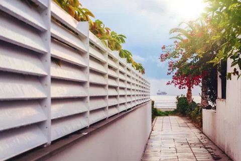 Path leading to the beach in Larnaca, Cyprus Stock Photos