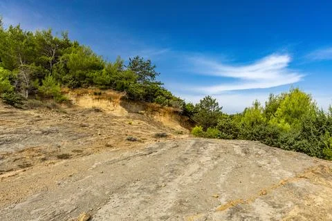 A path leading through a dense forest towards Podsilo Beach on the island o.. Stock Photos