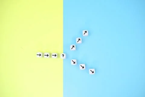 Path leads to decision which changes the path in two directions Stock Photos