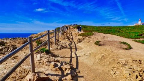 Path to Lighthouse at Cabo da Roca, Portugal Stock Photos