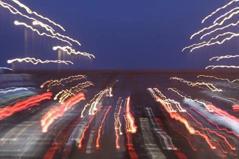 Path of lights long exposure Stock Photos