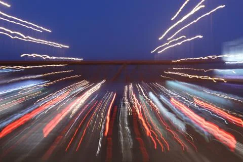 Path of lights long exposure Stock Photos