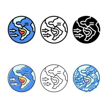 Path map hurricane disaster color icon modern vector 库存插图