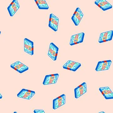 Path map hurricane disaster isometric icon seamless pattern Stock Illustration