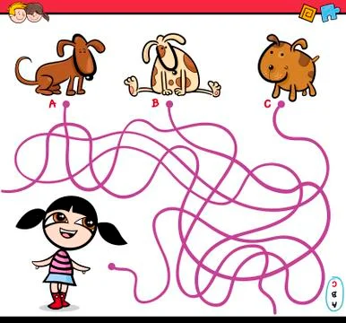 Path maze activity cartoon Stockillustratie