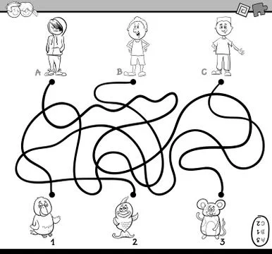 Path maze coloring page 스톡 일러스트