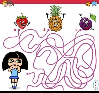 Path maze educational activity Cartoon Illustration of Educational Paths o... Stock Photos