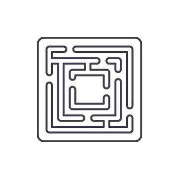 Path in the maze line icon concept. Path in the maze vector linear illustration Illustrazione stock