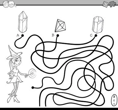 Path maze task coloring page Stockillustratie