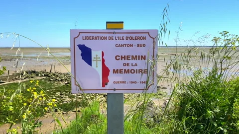 "path of memory" french sign in Chateau-d'Oleron  Stock Footage 277647900