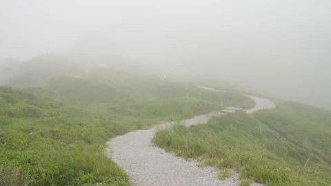 Path on misty mountain Stock Footage 127577927