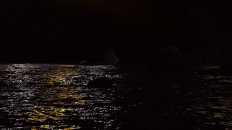 The path from moonlight on sea water at night Stock Footage 95149189