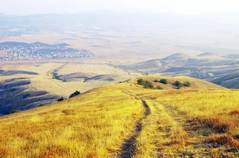 Path on mountain meadow Stock Photos