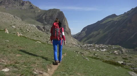 The path to mountain village Stock-Footage 63371012