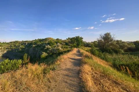 Path in the mountainous area Stock Photos
