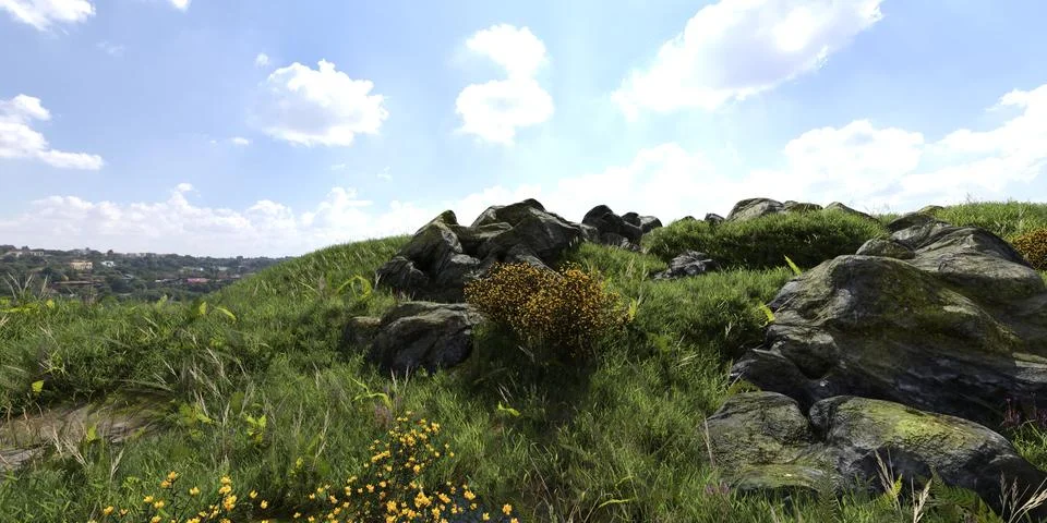 Path in the mountains 3D illustration Stock Illustration
