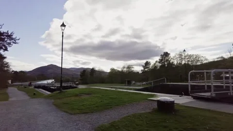 Path next to a river in Scotland Stock Footage 246630266