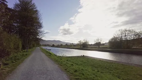Path next to a river in Scotland Stock Footage 246630268