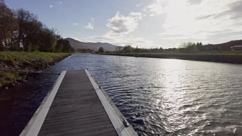 Path next to a river in Scotland Stock Footage 246630272