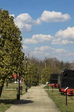 A path in an old train museum Foto stock