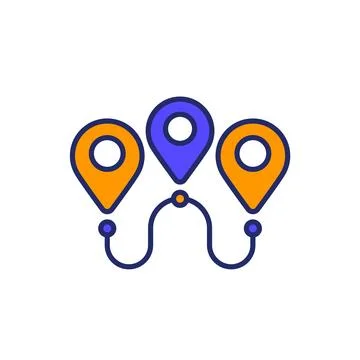 Path or route icon with outline Ilustración de archivo