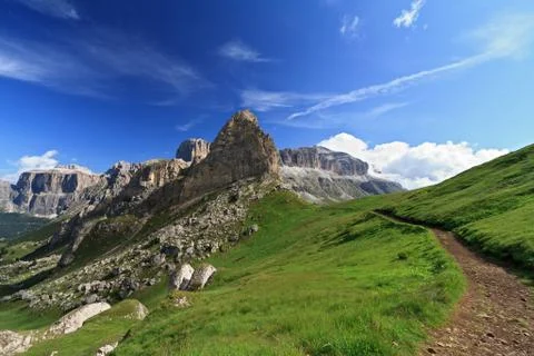 Path over pordoi pass Stock Photos