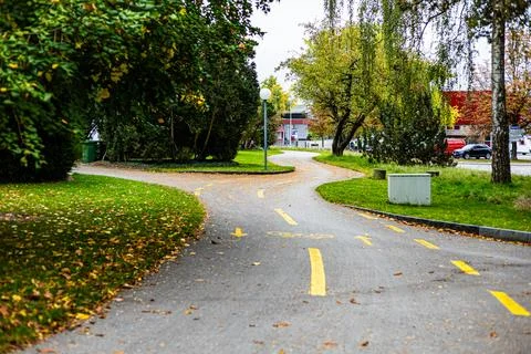 A Path in the Park on the Autumn Stock Photos