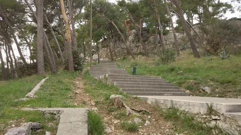 Path on the park Marjan, Split, Croatia Stock Footage 104960493