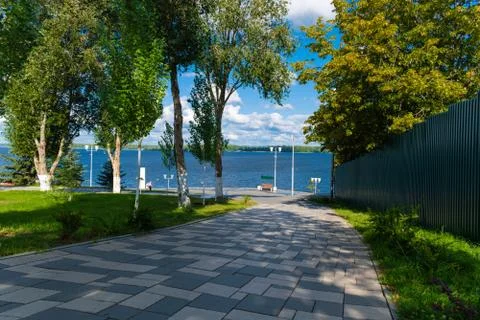 A path in the Park paved with tiles 2 Stock Photos