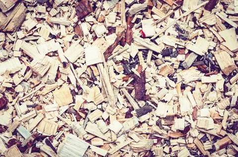 Path paved with decorative wooden slivers. Stock Photos