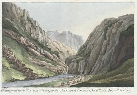 Path pierced by the mountain at the length of 80 steps, between the Devil ... Stock Photos