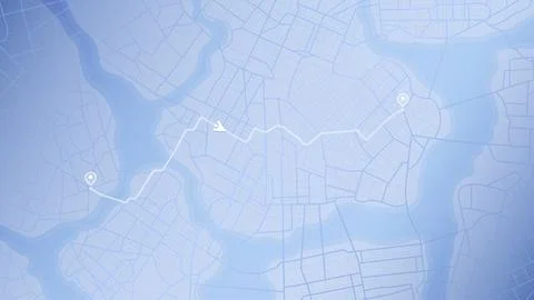 Path from point to the intended goal, destinations, signs. roads throughout map Stock Illustration