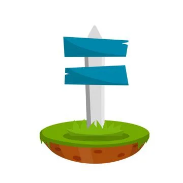 Path pointer with Blue plate. Route information Index. Cartoon flat illustrat Stock Illustration