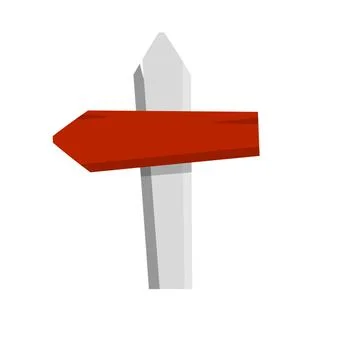 Path pointer with red plate. Route information Index. Cartoon flat illustrati Stock Illustration