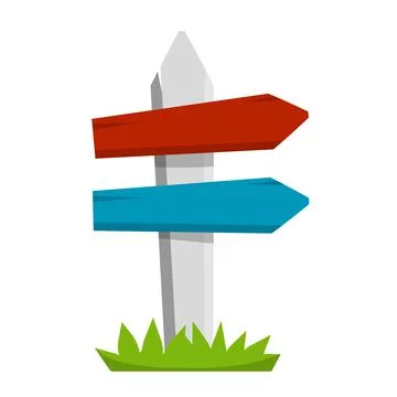 Path pointer with red plate. Route information Index. Cartoon flat illustrati Stock Illustration