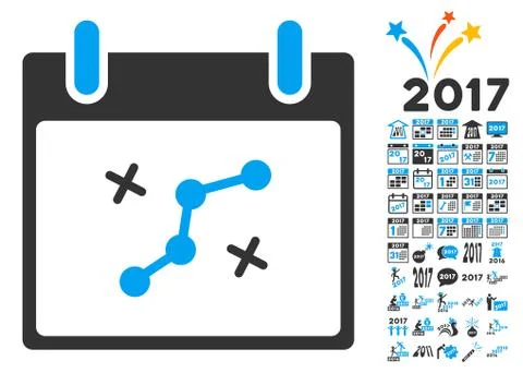 Path Points Calendar Day Flat Vector Icon With Bonus Stock Illustration