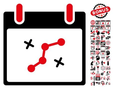 Path Points Calendar Day Flat Vector Icon With Bonus 스톡 일러스트