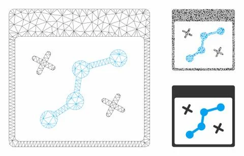 Path Points Calendar Page Vector Mesh 2D Model and Triangle Mosaic Icon 스톡 일러스트