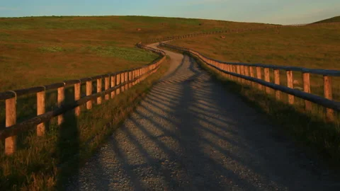 The Path of the Ranch and the Morning Moon Stock Footage 330423746