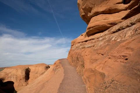 Path on red cliff Stock Photos
