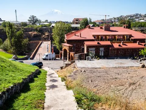 Path to renovated old Red Bridge in Yerevan city Stock Photos