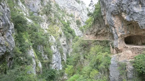 Path of the river Cares, Picos de Europa. Asturias Stock Footage 165364879