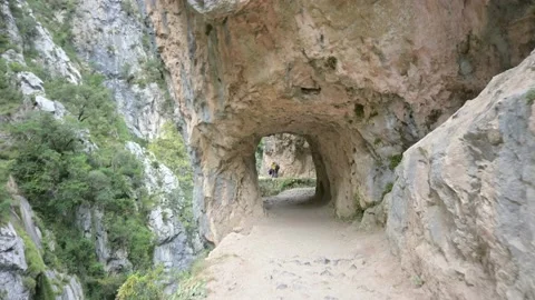 Path of the river Cares, Picos de Europa. Asturias Stock Footage 165365007
