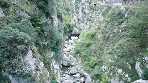 Path of the river Cares, Picos de Europa. Asturias Stock Footage 165365025