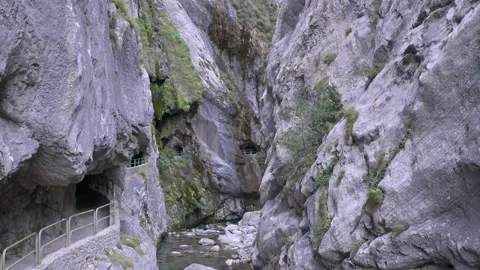 Path of the river Cares, Picos de Europa. Asturias Stock Footage 165365081