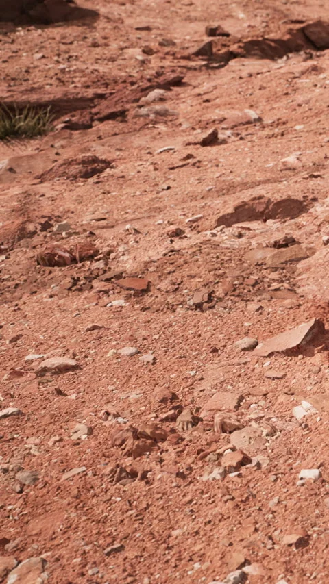 Path on a rocky surface in a natural outdoor setting during daylight Stock Footage 346755155