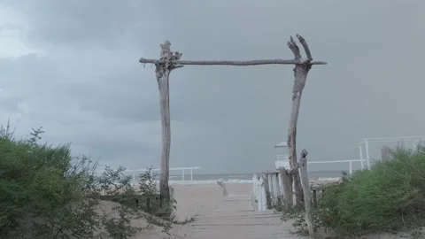 A path on the sand leading to the beach Stock Footage 160345768